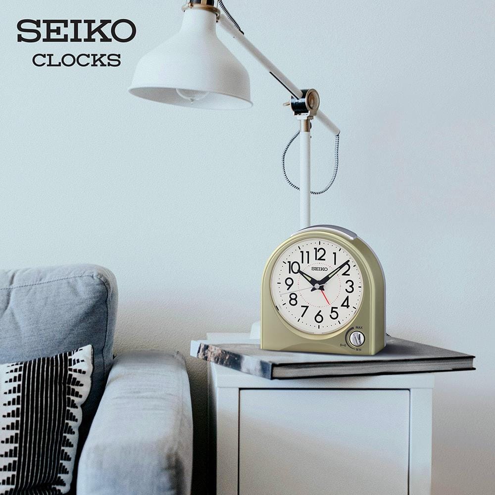 นาฬิกาปลุก SEIKO CLOCKS QHE204G 4.6X4.5 นิ้ว สีทอง