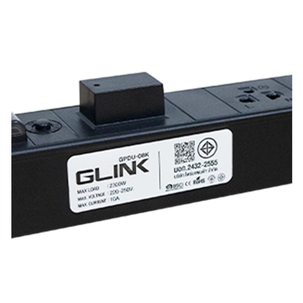 รางปลั๊กไฟตู้ RACK 6 ช่อง 1 สวิตซ์ GLINK GPDU-08K 2 ม.