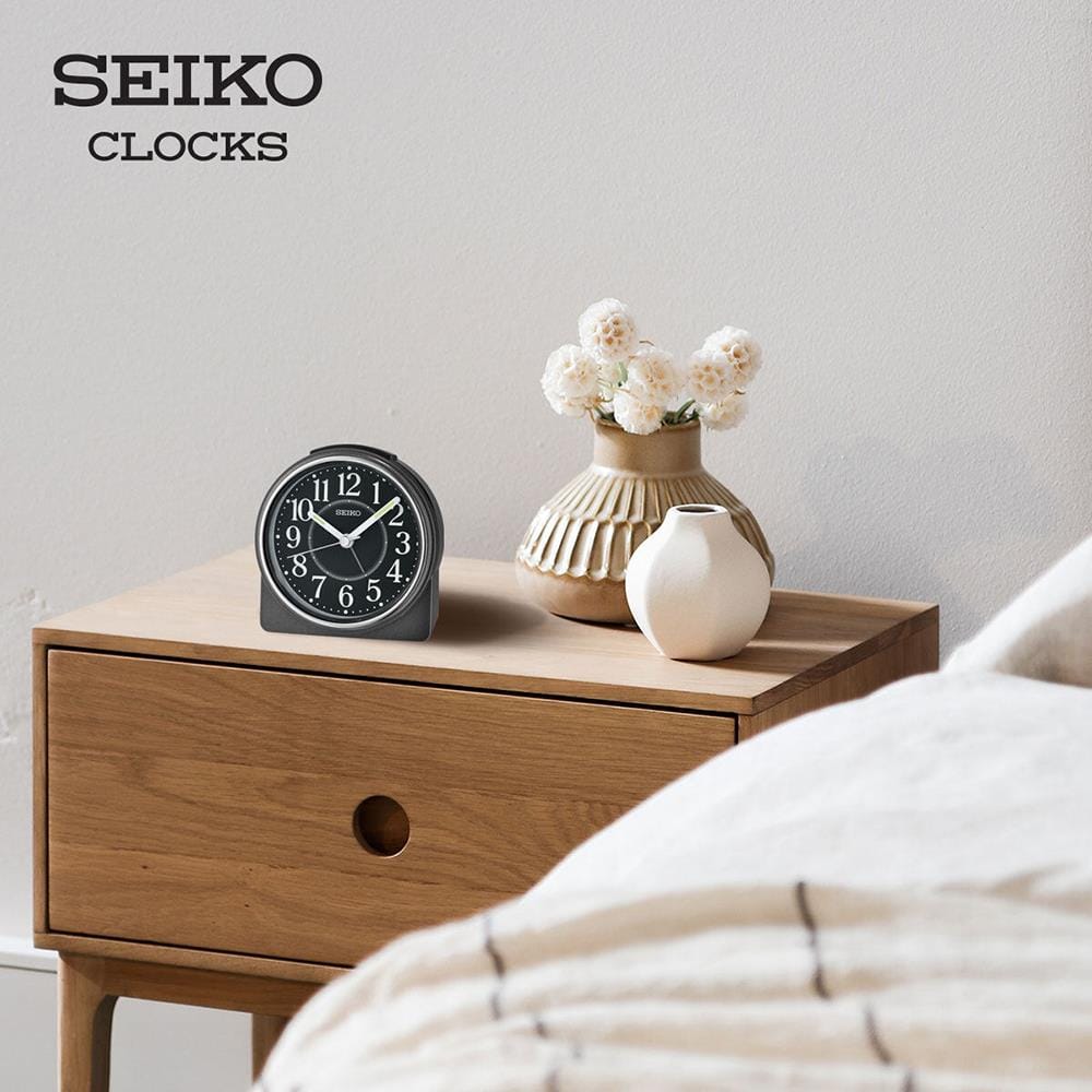 นาฬิกาปลุก SEIKO CLOCKS QHE198K 3.8X4.4 นิ้ว สีดำ