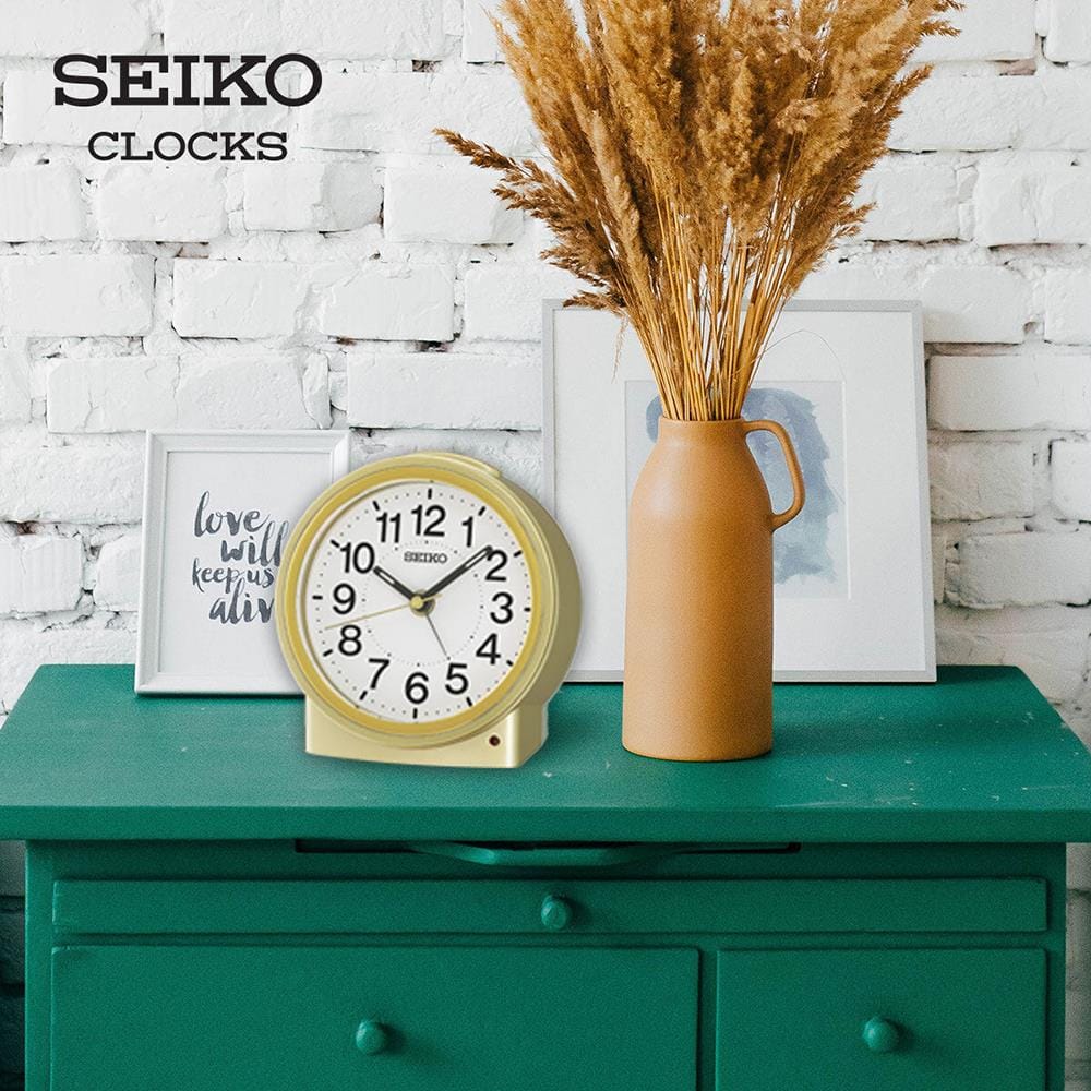 นาฬิกาปลุก SEIKO CLOCKS QHE199G 4.6 นิ้ว สีทอง