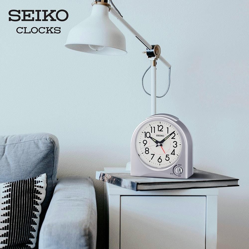 นาฬิกาปลุก SEIKO CLOCKS QHE204S 4.6X4.5 นิ้ว สีเงิน