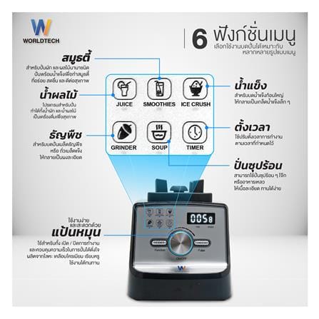 เครื่องปั่นน้ำผลไม้ WORLDTECH WT-PB2800 2 ลิตร สีดำ_8