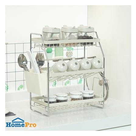 ชั้นวางเครื่องปรุง 3 ชั้น KECH CREAMY 33X38.5X18 ซม. สีครีม_4