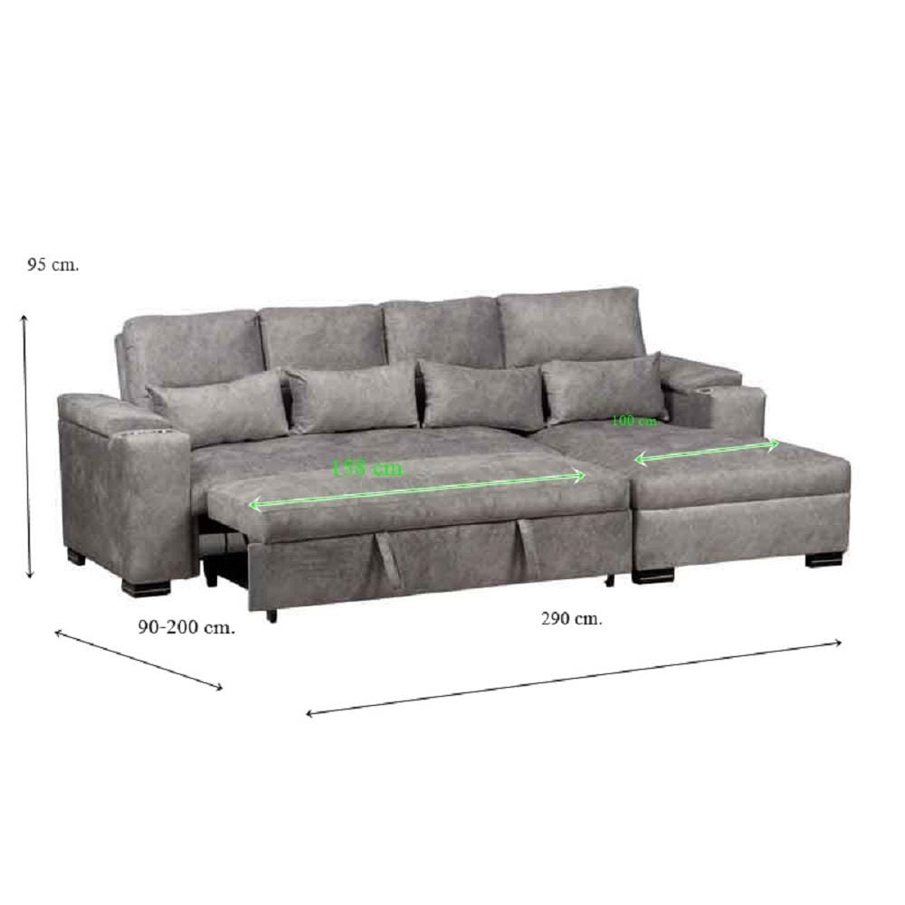 โซฟาเข้ามุมขวา AS FURNITURE KALEL CLGYU39 สีเทา