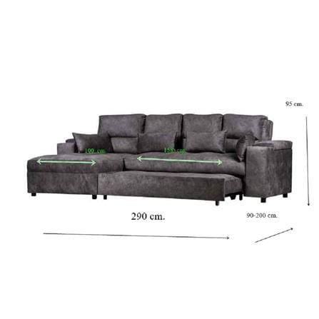 โซฟาเข้ามุมซ้าย AS FURNITURE KALEL CRGYU40 สีเทาเข้ม_7