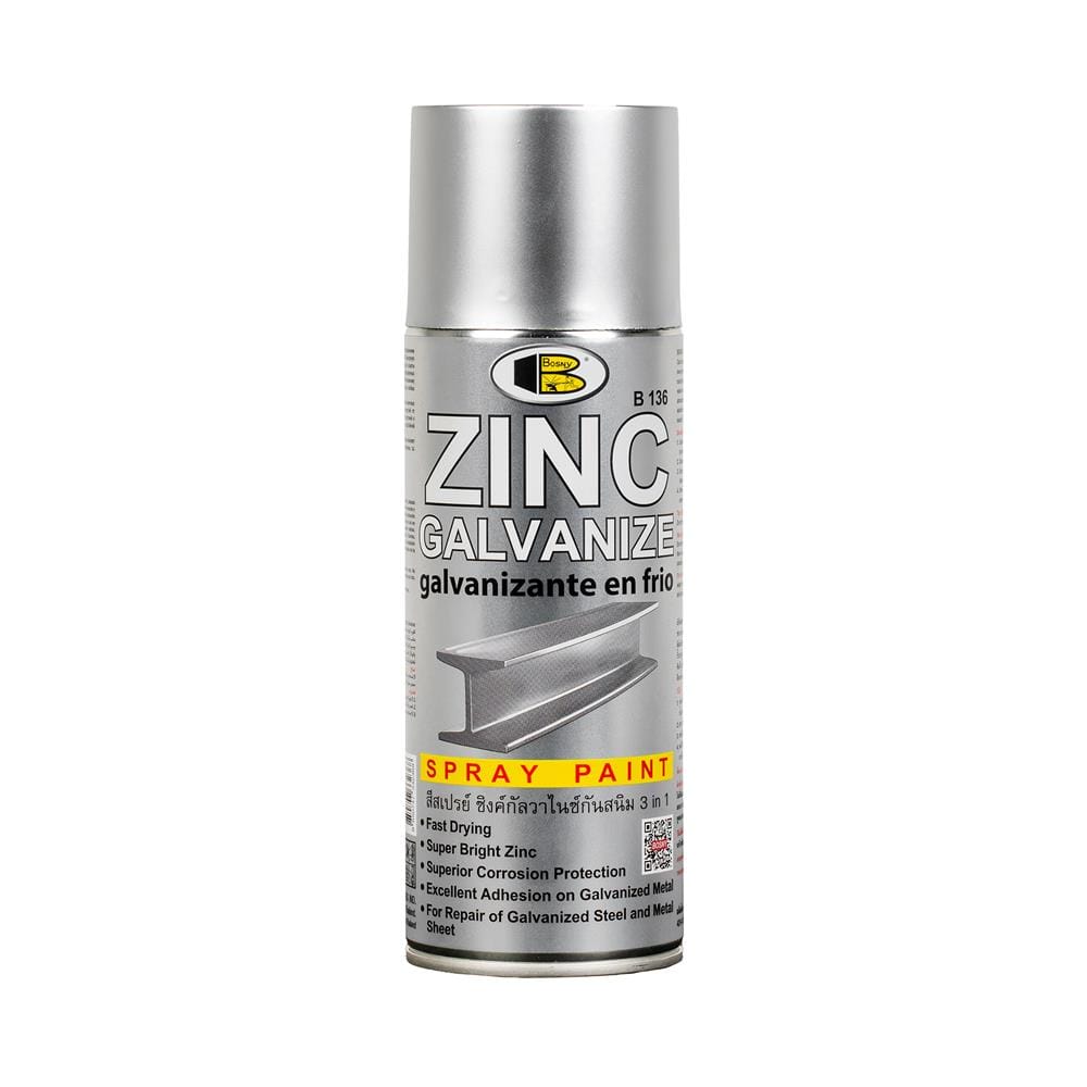 สีสเปรย์ BOSNY GALVANIZE 3 IN 1 B136 400 ซีซี สีเงิน