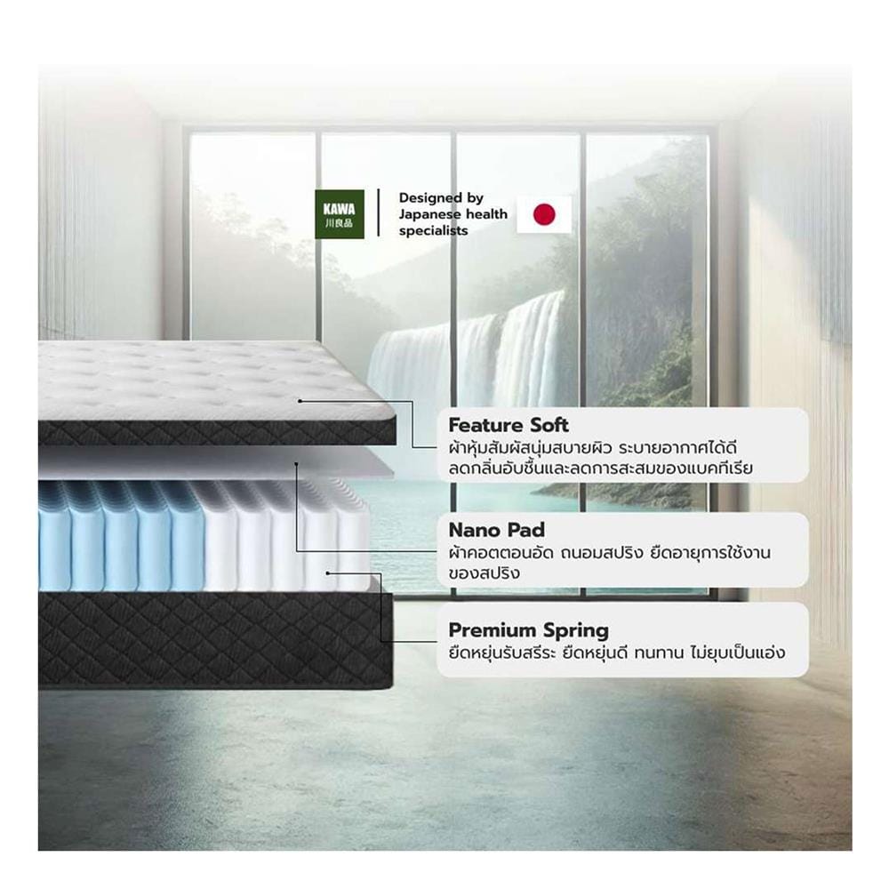 ที่นอนพ็อกเก็ตสปริง 3 ฟุต สุญญากาศ KAWA รุ่น SKAGEN