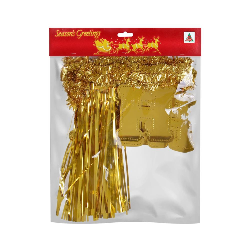 ป้ายตกแต่ง HAPPY NEW YEAR พร้อมพู่ห้อย SIAMXMAS 200x40 ซม. สีทอง