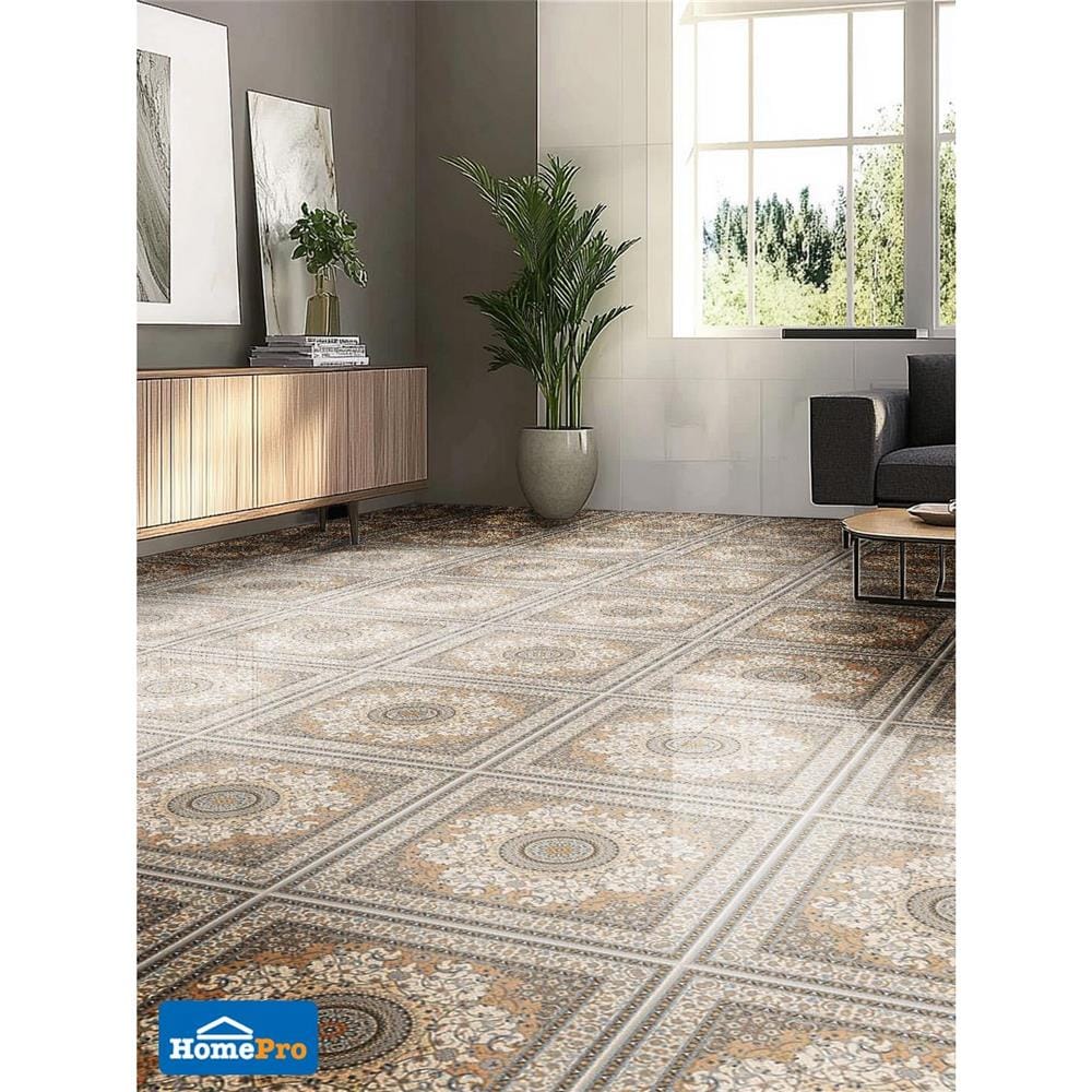 กระเบื้องพื้นพอร์ซเลน 60x60 ซม. SCG IMPORT ซีออน กลามัว น้ำตาล PM 1.44 ตร.ม.