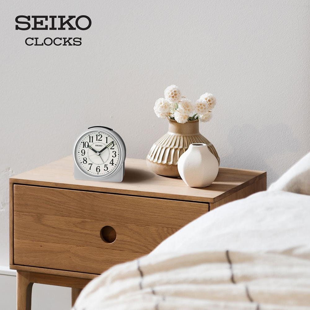 นาฬิกาปลุก SEIKO CLOCKS QHE198S 3.8X4.4 นิ้ว สีเงิน