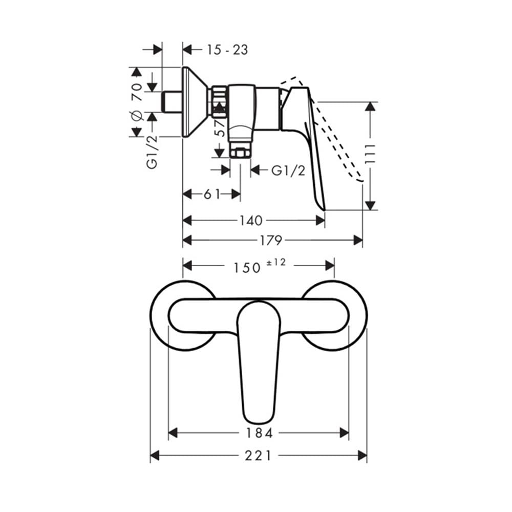 ก๊อกผสมยืนอาบ HANSGROHE HG71602000