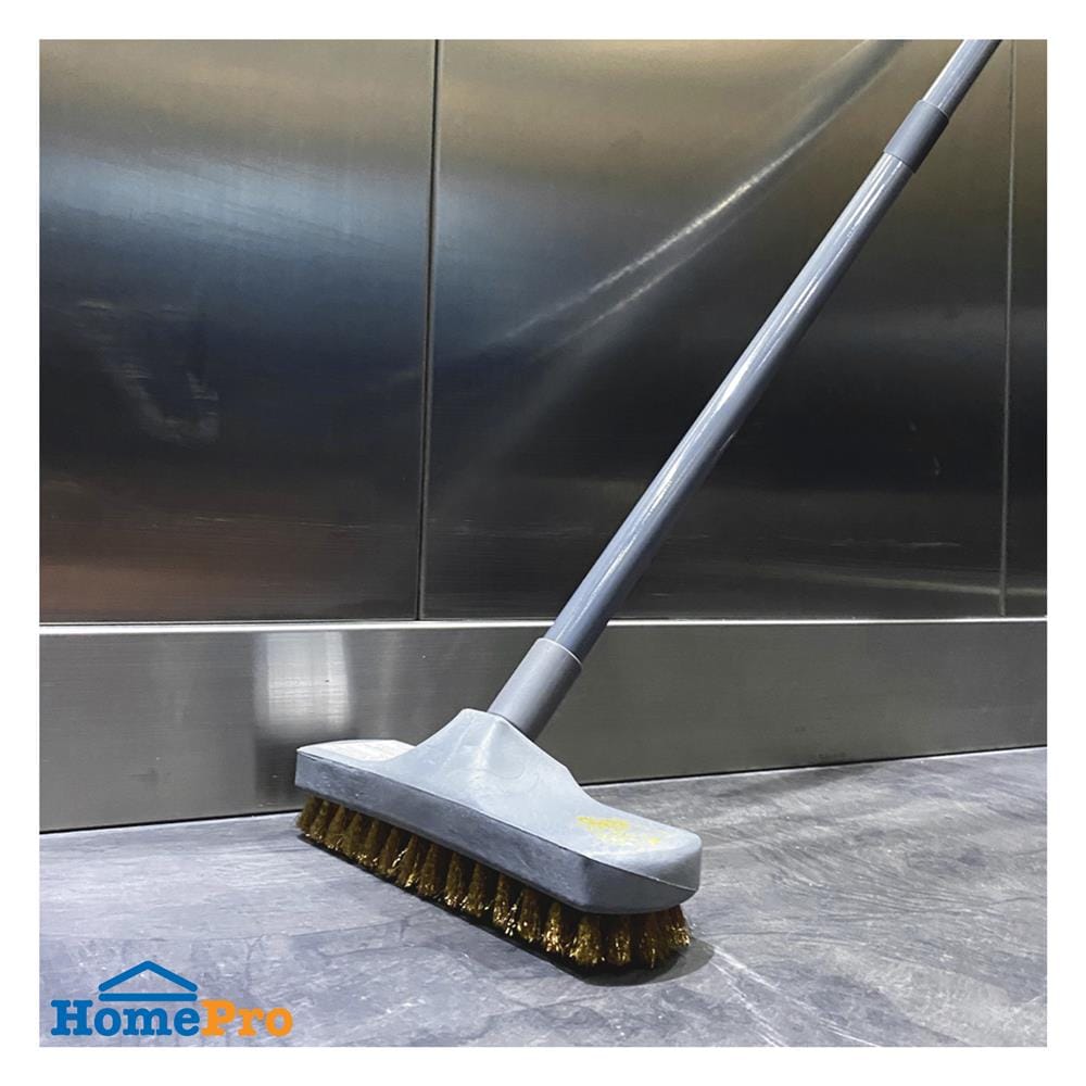 แปรงขัดพื้นทองเหลืองด้ามยาวปรับได้ POLY-BRITE สีเทา