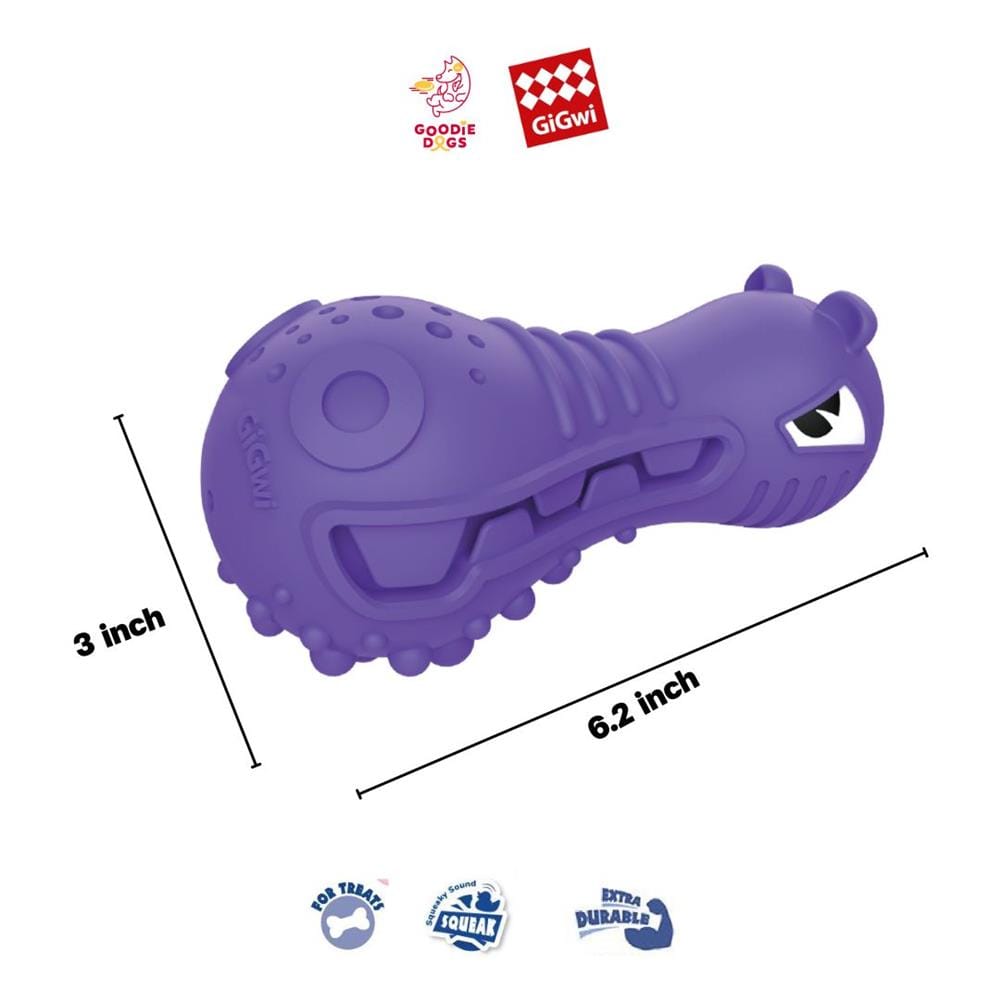 ของเล่นสุนัข GIGWI DUMBBELL HEADS HIPPO สีม่วง