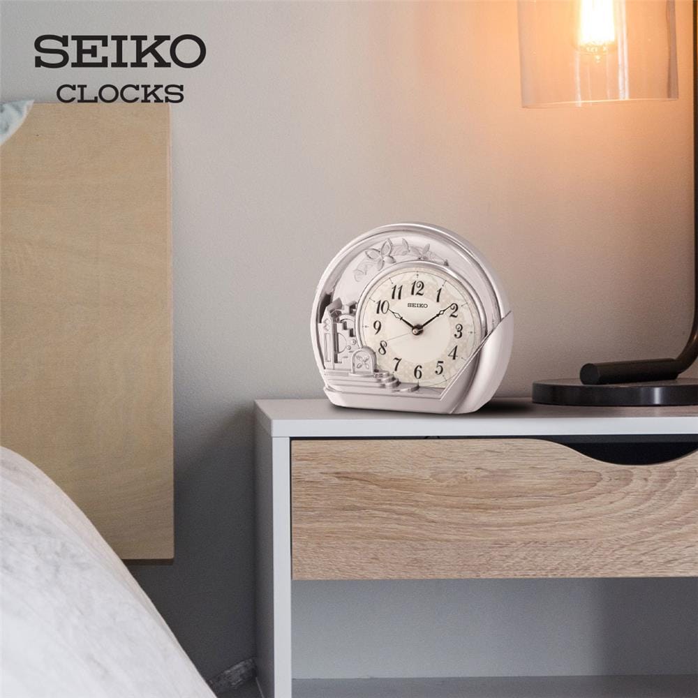 นาฬิกาตั้งโต๊ะ SEIKO CLOCKS QXN232S 7.2X8.3 นิ้ว สีเงิน