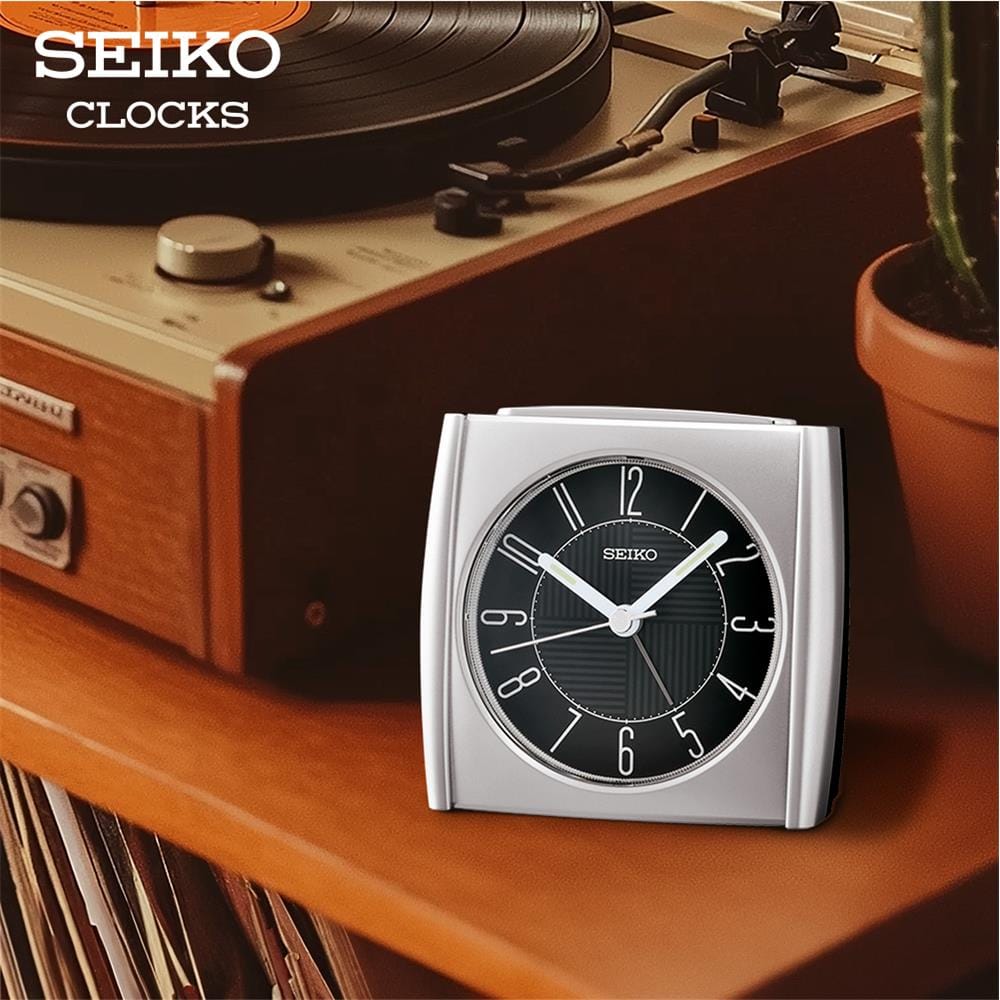 นาฬิกาปลุก SEIKO CLOCKS QHE205S 3.3X3.5 นิ้ว สีเงิน