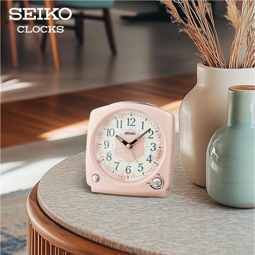 นาฬิกาปลุก SEIKO CLOCKS QHP012P 5.11X4.72 นิ้ว สีชมพู