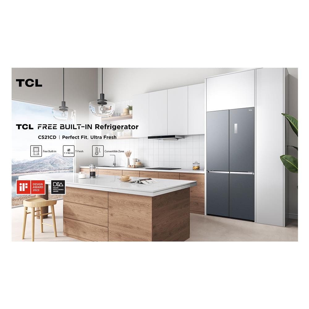 ตู้เย็น MULTI DOOR TCL RT52GCCDE 18.4 คิว กระจกน้ำเงิน