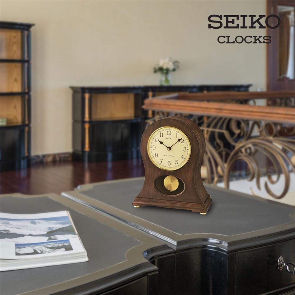 นาฬิกาตั้งโต๊ะ SEIKO CLOCKS QXQ037B 12.2X10.2 นิ้ว สีน้ำตาล