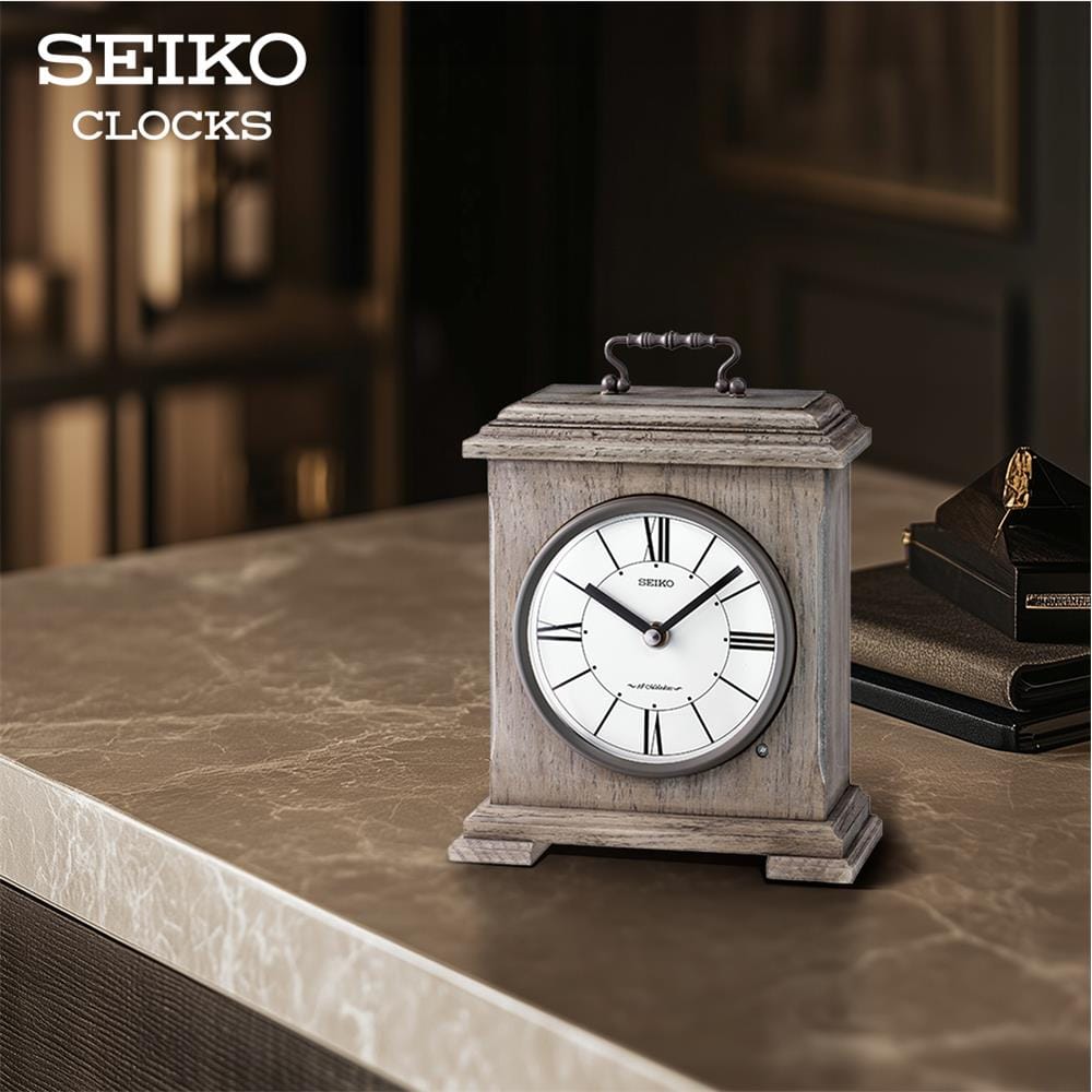 นาฬิกาตั้งโต๊ะ SEIKO CLOCKS QXW252N 9.7X7.6 นิ้ว สีเทา