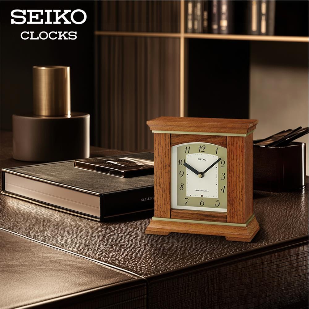 นาฬิกาตั้งโต๊ะ SEIKO CLOCKS QXW249B 8.5X7.9 นิ้ว สีน้ำตาล