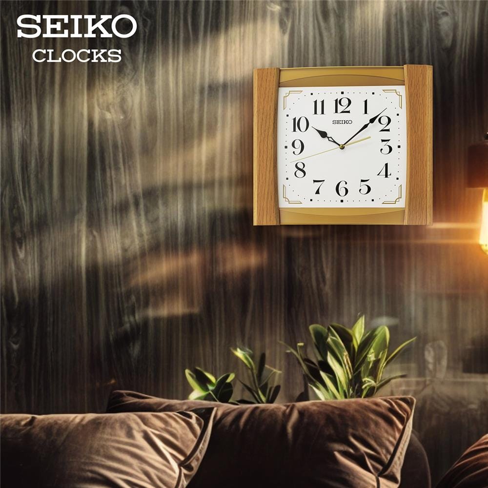 นาฬิกาแขวน SEIKO CLOCKS QXA827B 12.6X14.4 นิ้ว สีน้ำตาลอ่อน