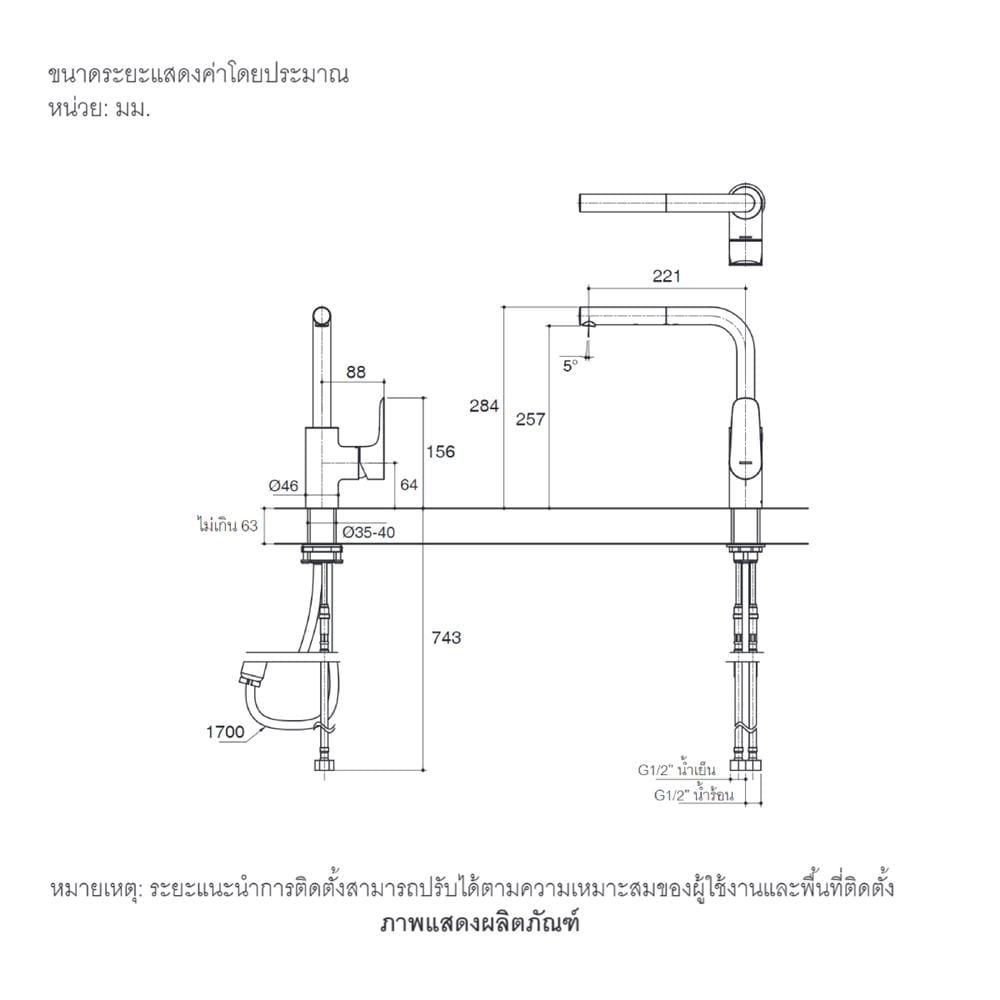 ก๊อกซิงค์ผสมเคาน์เตอร์ KOHLER K-99175T-4-CP