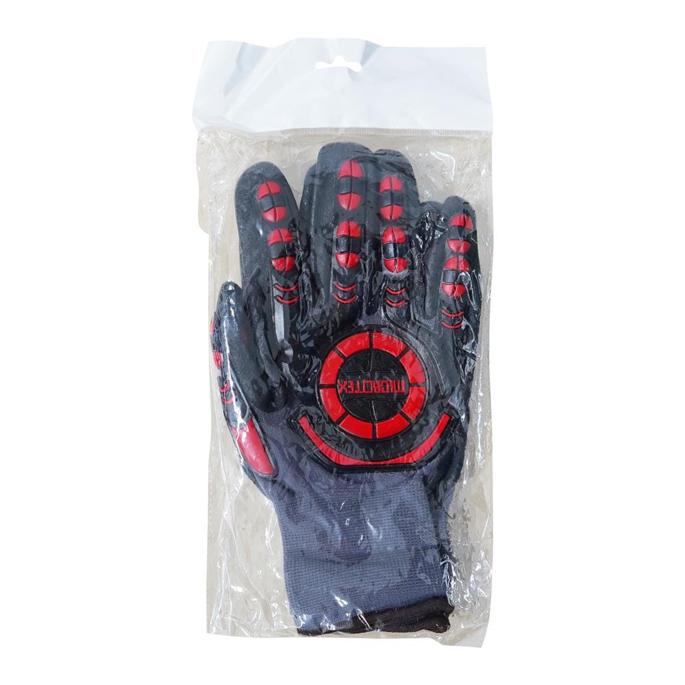 ถุงมือถักเคลือบไมโครโฟมไนไตร MICROTEX HI-GRIP FREE SIZE สีดำ/เทา (แพ็ก 1 คู่)