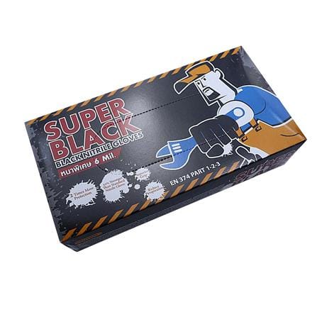 ถุงมือยางไนไตร MICROTEX SUPER BLACK SIZE XL หนา 6 มม. สีดำ_1