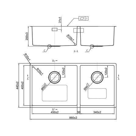 ซิงค์ฝัง 2 หลุม TEKA BX R10 860 BW SV U 86 ซม._3