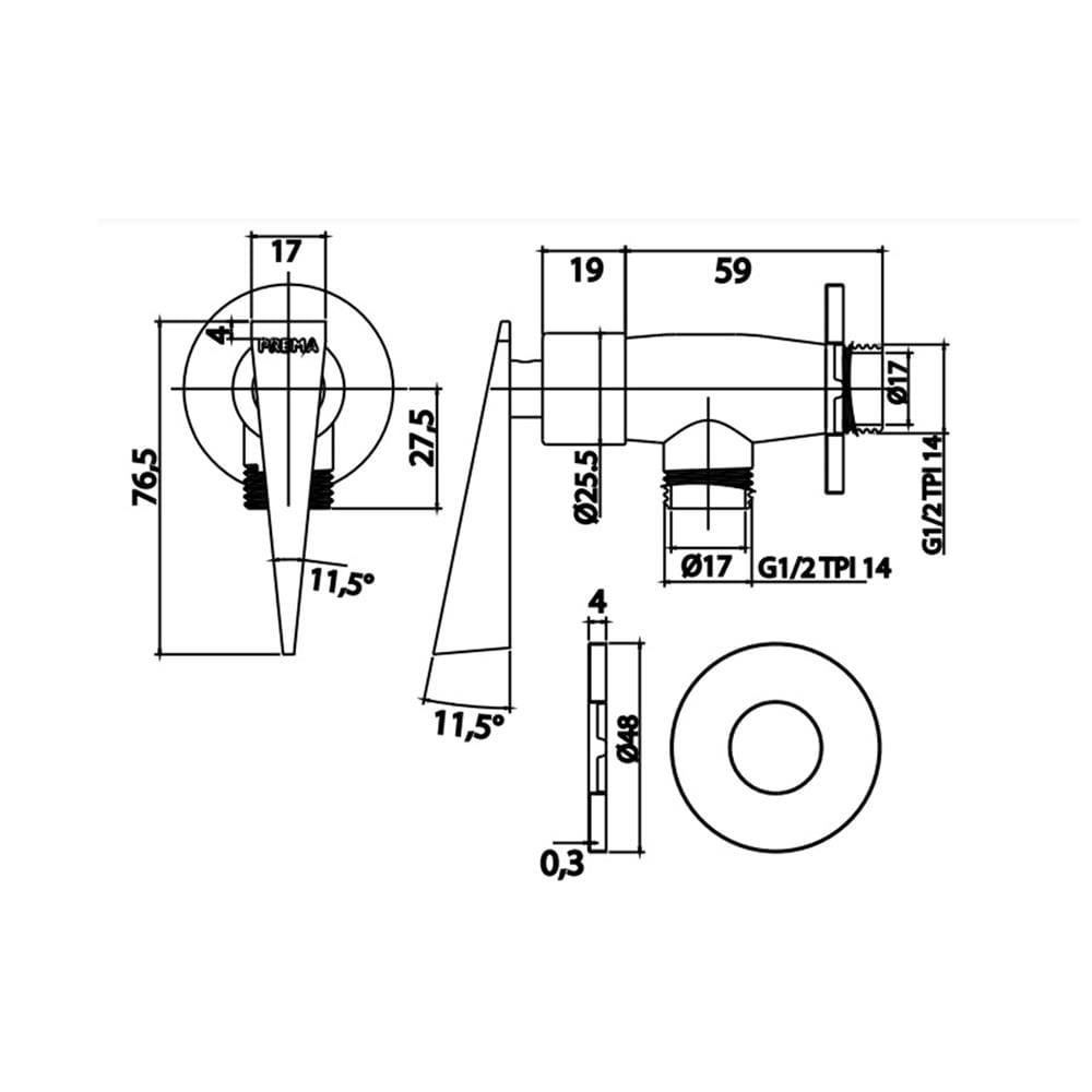 วาล์วฝักบัว 1 ทาง PREMA PM1065(BL)(HM)