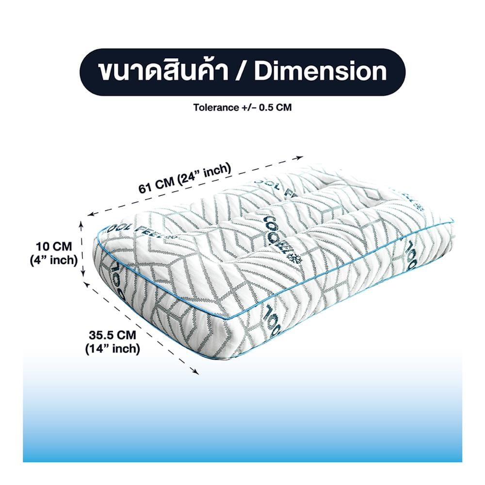หมอนสุขภาพ ไมโครเจล SERA GRANDE COOL FEEL 14x24 นิ้ว สีขาว