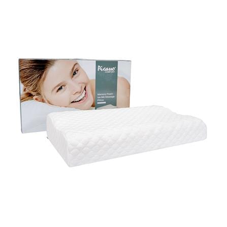 หมอนสุขภาพ เมมโมรี่โฟม PICASSO ICE SILK MASSAGE 14x24 นิ้ว สีขาว_2