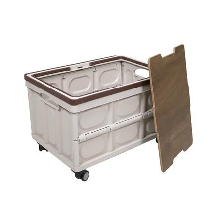 กล่องพับพร้อมท็อปไม้ มีล้อลาก STACKO GLAM 52X35.5X35.5 ซม. สีน้ำตาล_3