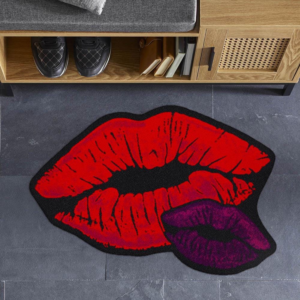 พรมเช็ดเท้าดักฝุ่น PRAW KISS ME 70X100 ซม. สีแดง