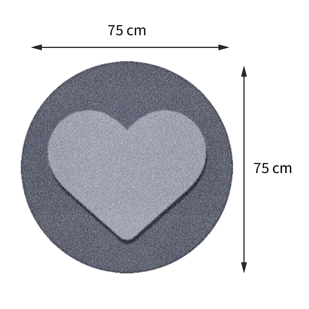 พรมเช็ดเท้าดักฝุ่น PRAW ROUND HEART GREY 75X75 ซม. สีเทา