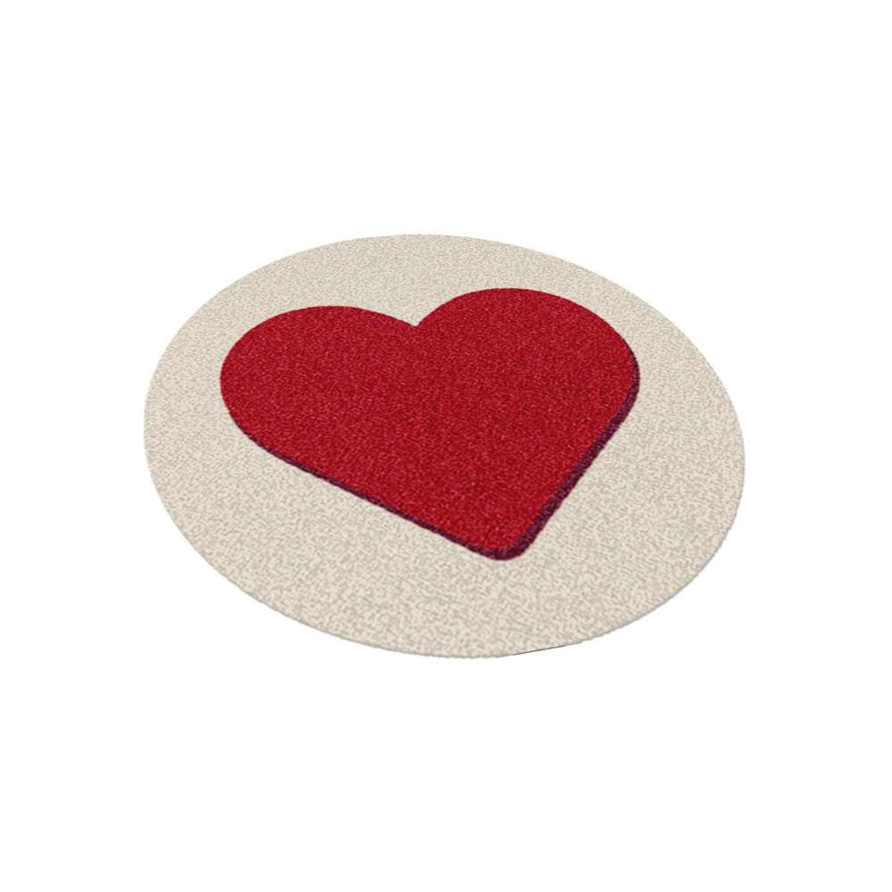 พรมเช็ดเท้าดักฝุ่น PRAW ROUND HEART RED 75X75 ซม. สีเบจ