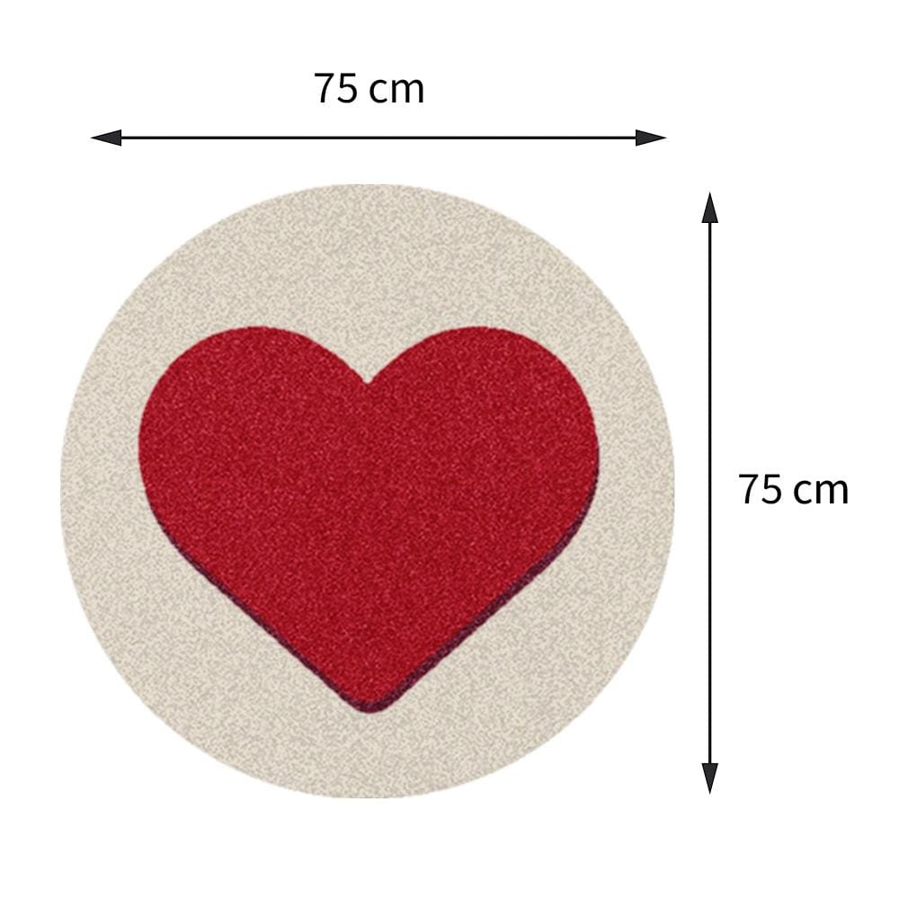 พรมเช็ดเท้าดักฝุ่น PRAW ROUND HEART RED 75X75 ซม. สีเบจ