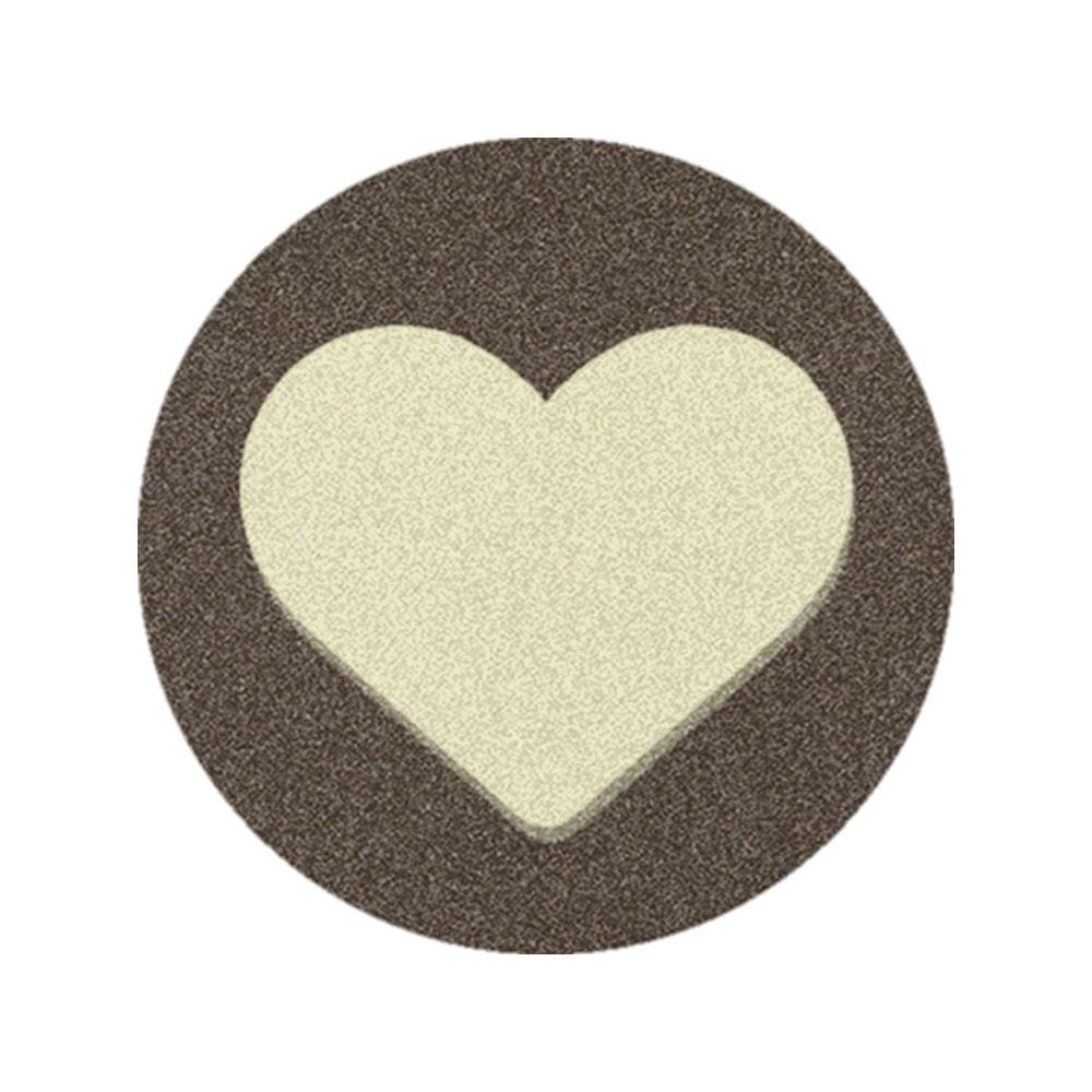 พรมเช็ดเท้าดักฝุ่น PRAW ROUND HEART BEIGE 75X75 ซม. สีเบจ