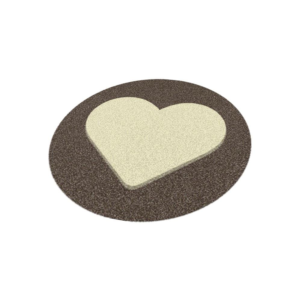 พรมเช็ดเท้าดักฝุ่น PRAW ROUND HEART BEIGE 75X75 ซม. สีเบจ