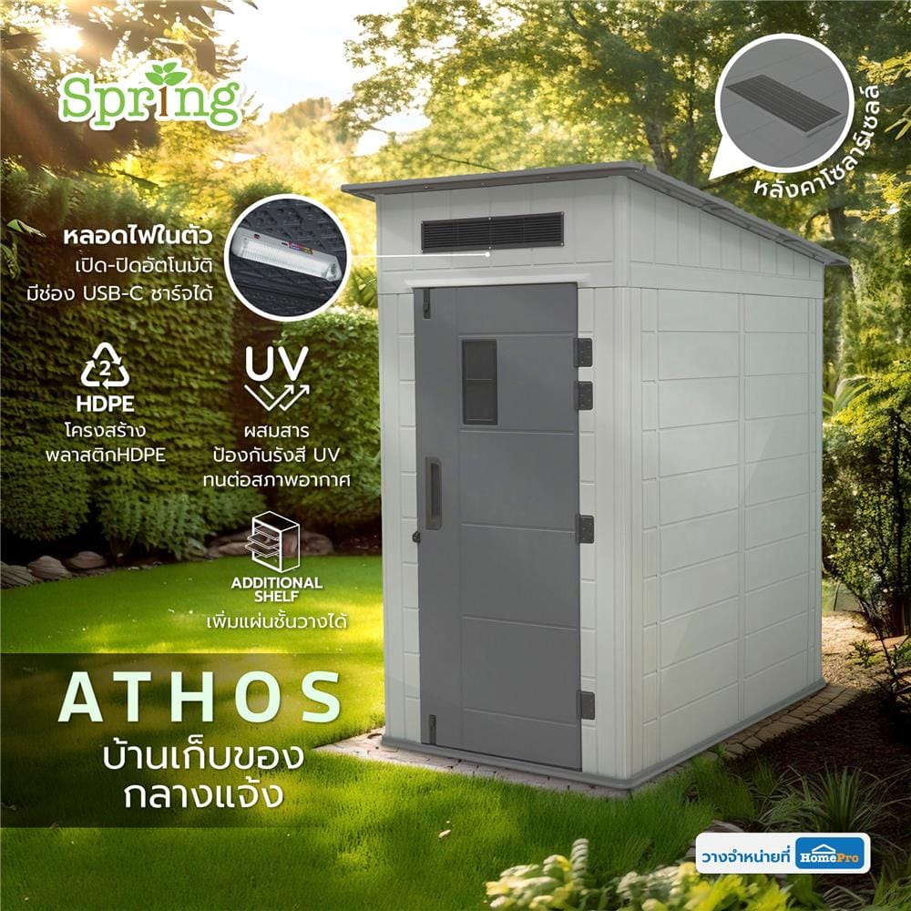 บ้านเก็บของกลางแจ้ง SPRING ATHOS SOLAR LAMP 133x223 ซม.