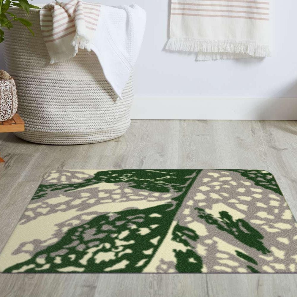 พรมเช็ดเท้าดักฝุ่น PRAW TROPICAL MONSTERA A 50X75 ซม. สีเขียว