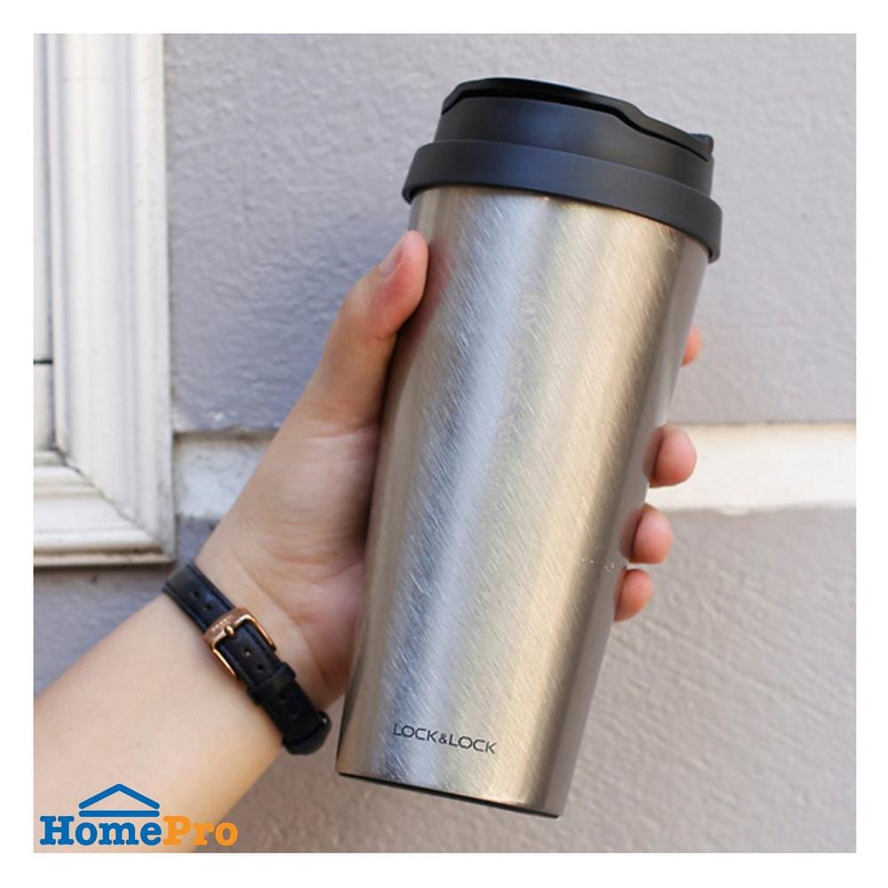 แก้วสุญญากาศ LOCKNLOCK CLIP TUMBLER 540 มล. สีเงิน