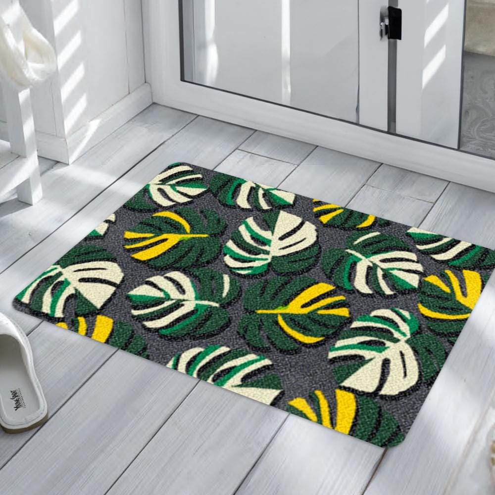 พรมเช็ดเท้าดักฝุ่น PRAW TROPICAL MONSTERA B 50X75 ซม. สีเขียว