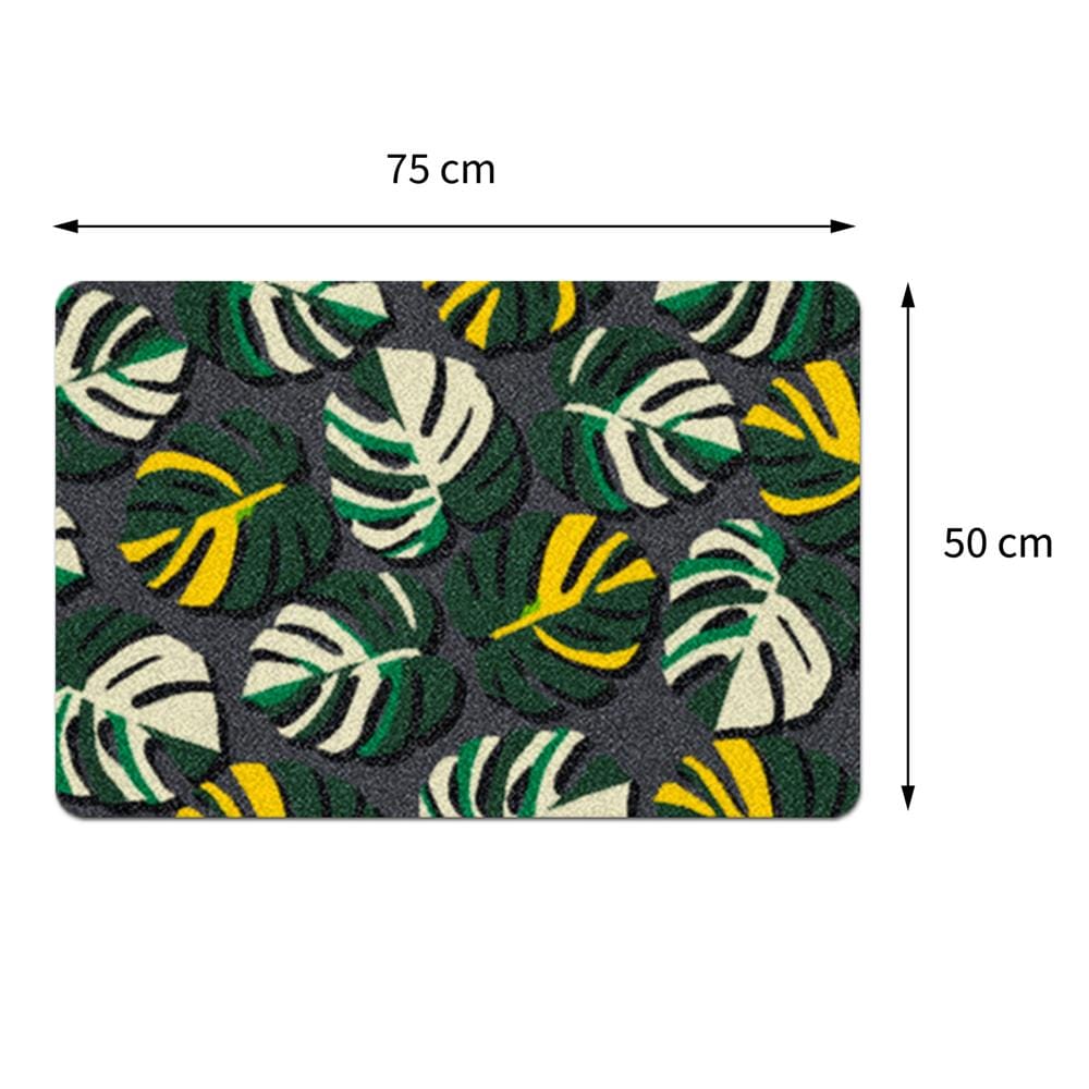 พรมเช็ดเท้าดักฝุ่น PRAW TROPICAL MONSTERA B 50X75 ซม. สีเขียว