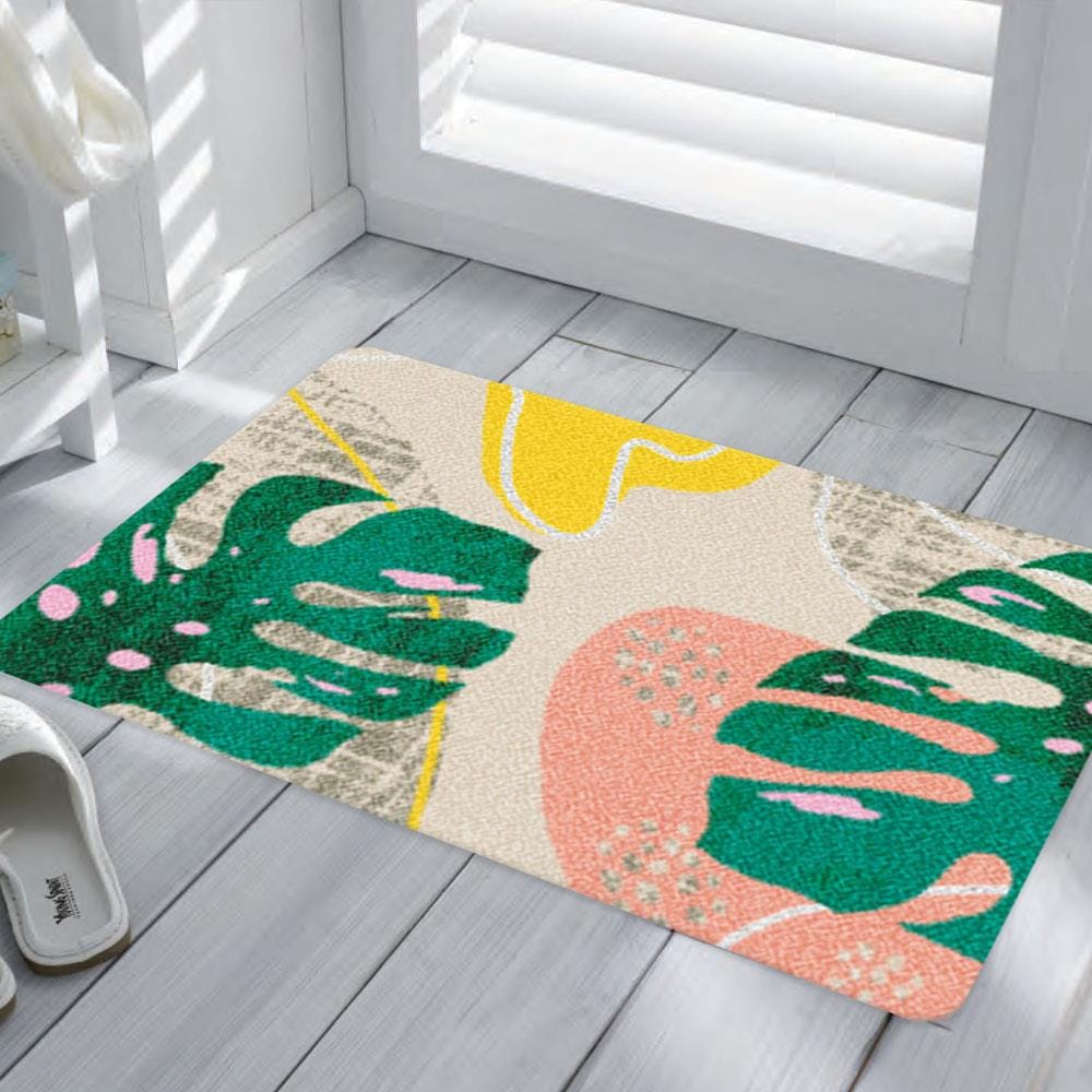 พรมเช็ดเท้าดักฝุ่น PRAW TROPICAL MONSTERA DE/PR237 50X75 ซม. สีเขียว