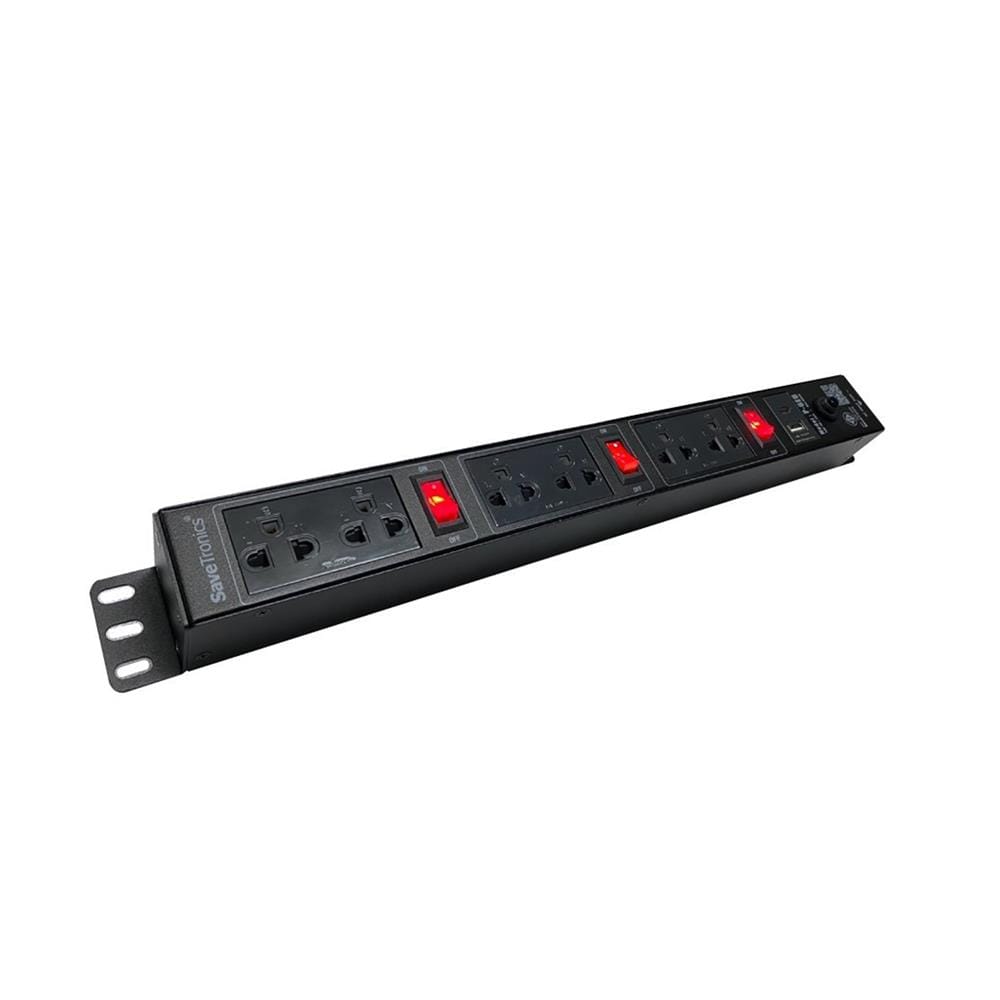 ปลั๊กไฟกันกระชาก 6 ช่อง 3 สวิตช์ SAVE TRONICS P-6EU-TIS 3 เมตร