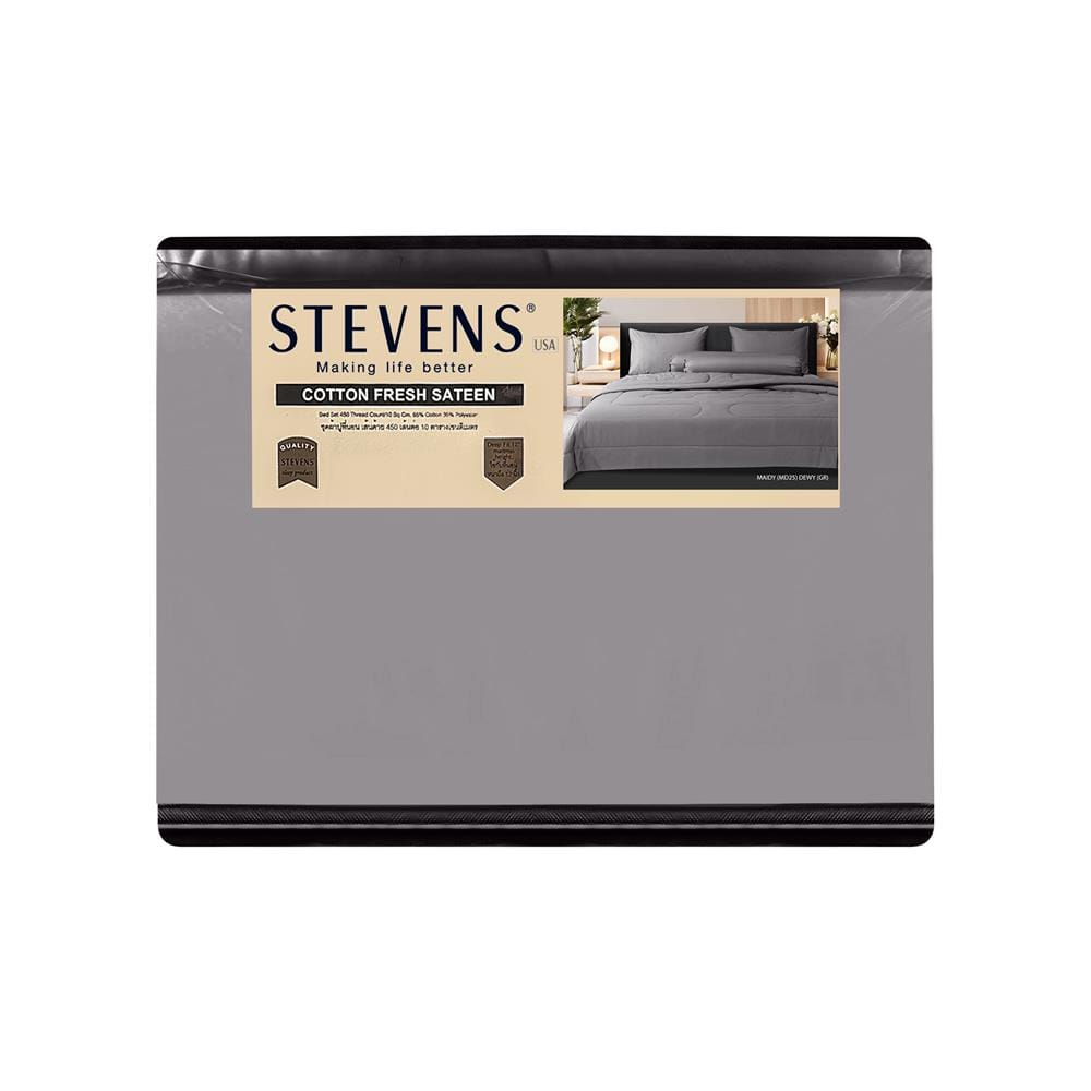 ชุดผ้าปูที่นอน 6 ฟุต 6 ชิ้น STEVENS COTTON FRESH SATEEN MD25GR