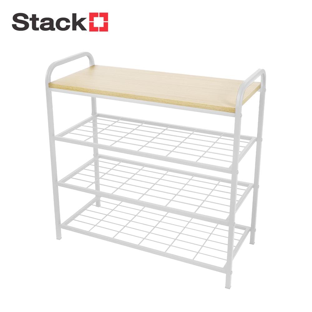 ชั้นรองเท้า 3 ชั้น พร้อมท็อปไม้ STACKO FLEXI 70X30X68 ซม. สีขาว