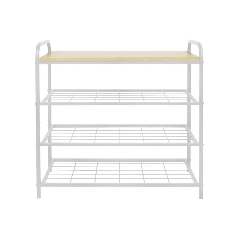 ชั้นรองเท้า 3 ชั้น พร้อมท็อปไม้ STACKO FLEXI 70X30X68 ซม. สีขาว