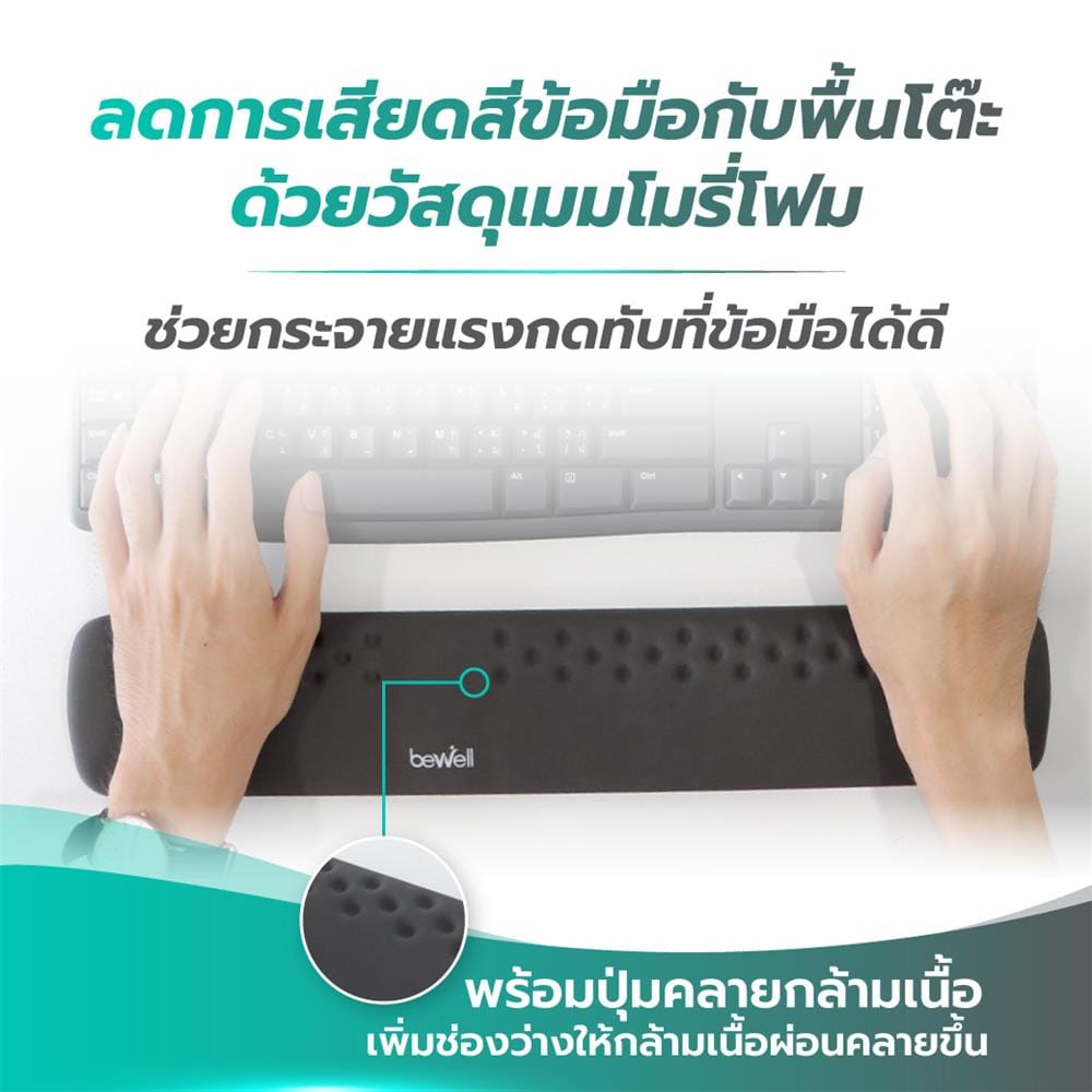 แผ่นรองข้อมือ BEWELL G097172-OF015 สีดำ